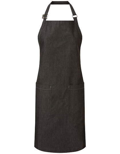 Organic Denim Fairtrade Bib Apron - Black Denim (ca. Pantone 532C)