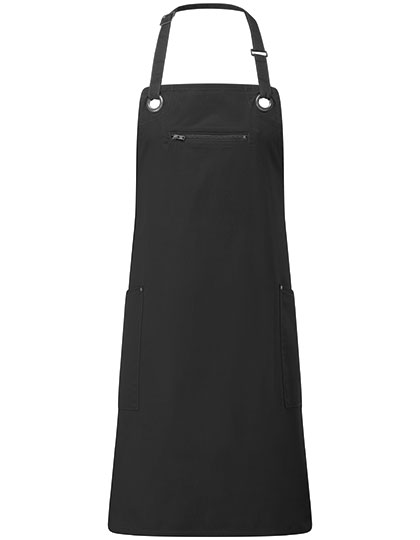 'Barley' Contrast Stitch Bib Apron - Black (ca. Pantone Black C)