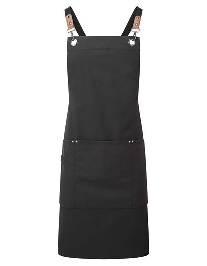 Clip ‘n’ Clasp Cross-Back Bib Apron - Black (ca. Pantone Black C)