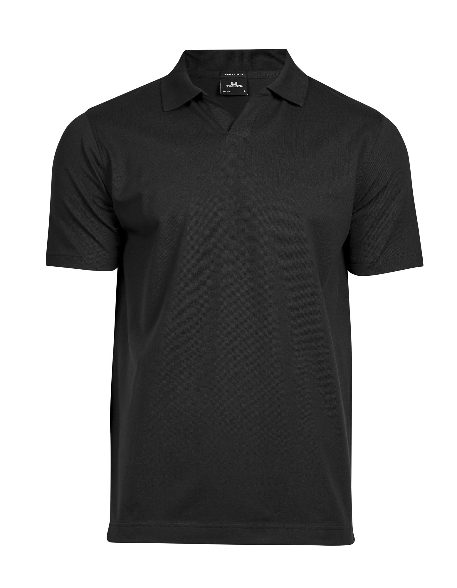 Luxury Stretch V-Neck Polo - Black