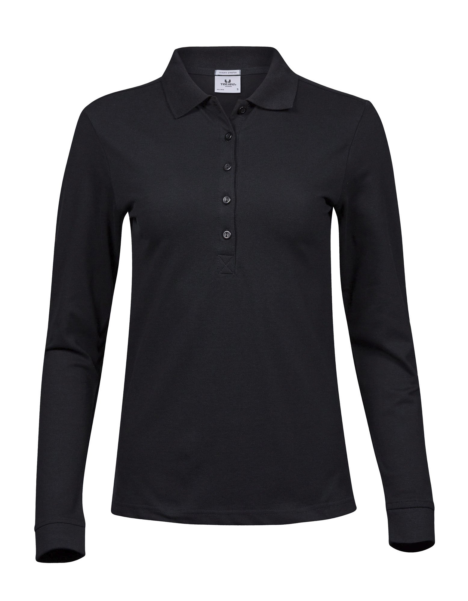 Women´s Luxury Stretch Long Sleeve Polo - Black