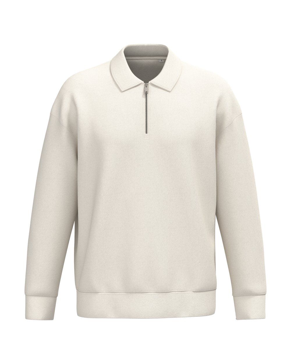 Unisex-Sweatshirt mit Reißverschluss, Polokragen und überschnittenen Schultern Vorschau