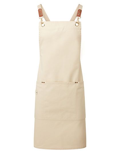 Clip ‘n’ Clasp Cross-Back Bib Apron - Natural (ca. Pantone 4755C)
