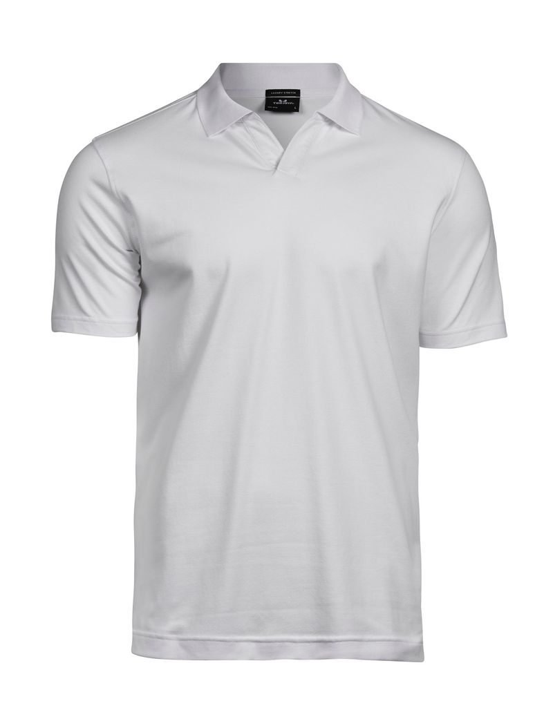 Luxury Stretch V-Neck Polo - White
