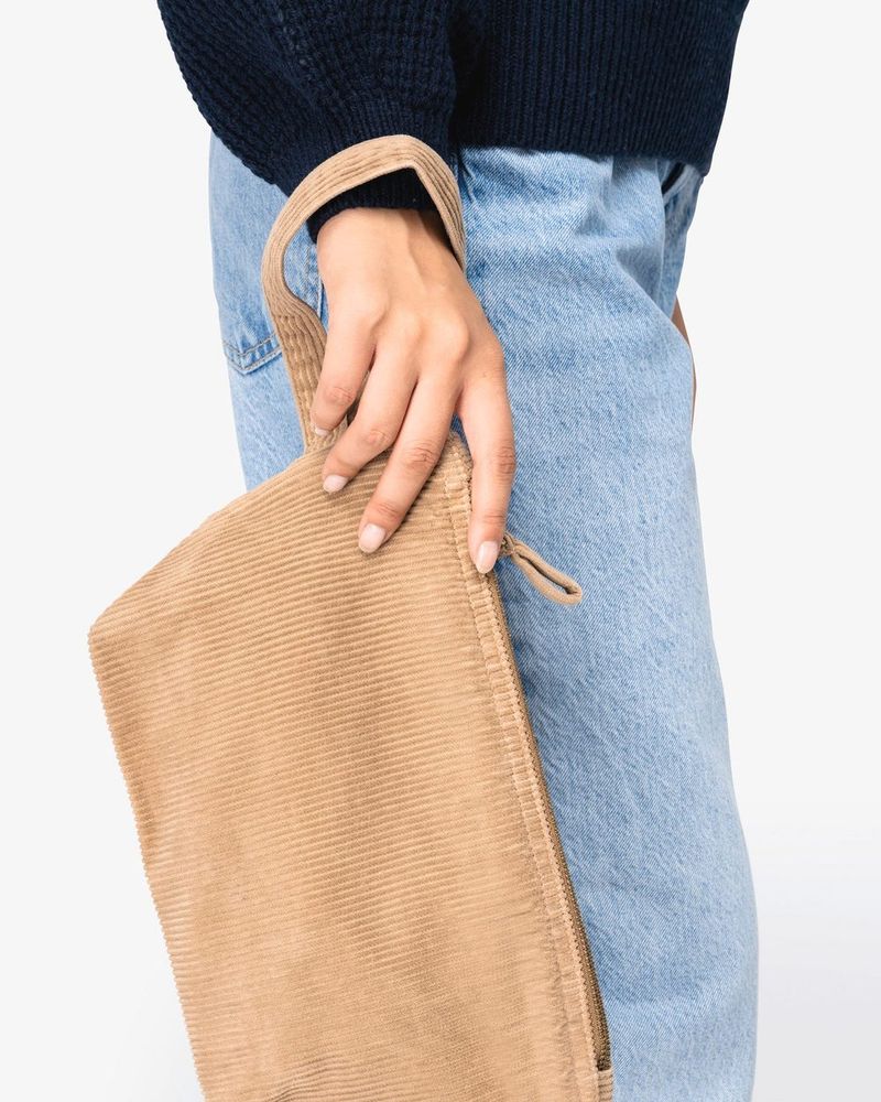 Ausgewaschene kleine Tasche aus Kord - Washed Dark Camel