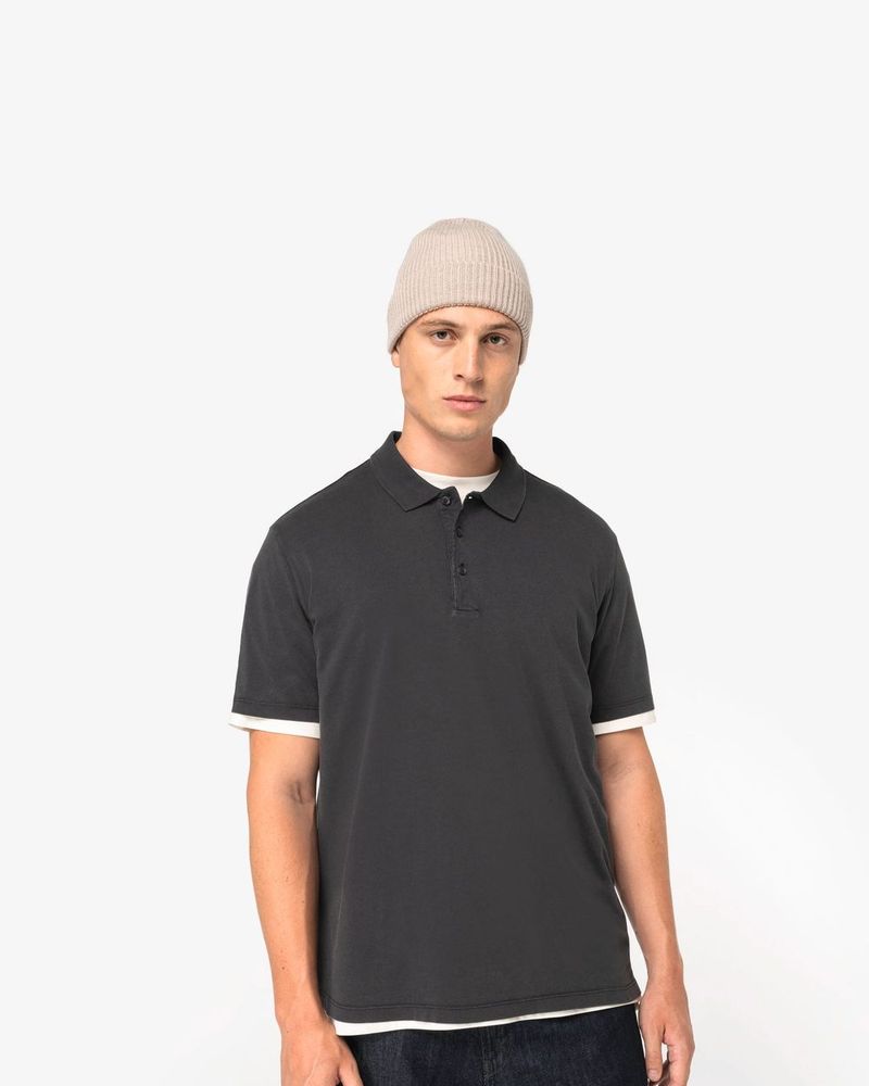 Ausgewaschenes Herren-Polohemd aus Jersey - Washed Organic Khaki