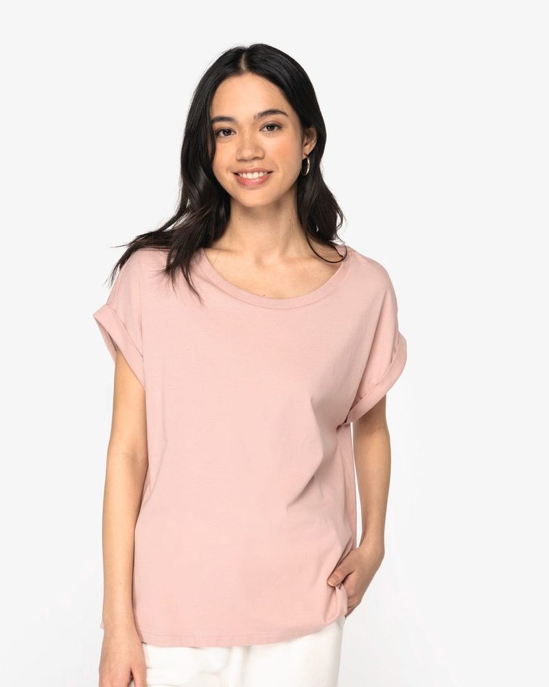 Damen-T-Shirt mit Reversärmeln - White