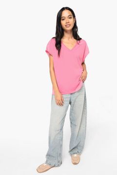 Loose Damen-T-Shirt mit V-Ausschnitt, Foto 2