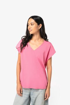 Loose Damen-T-Shirt mit V-Ausschnitt, Foto 1