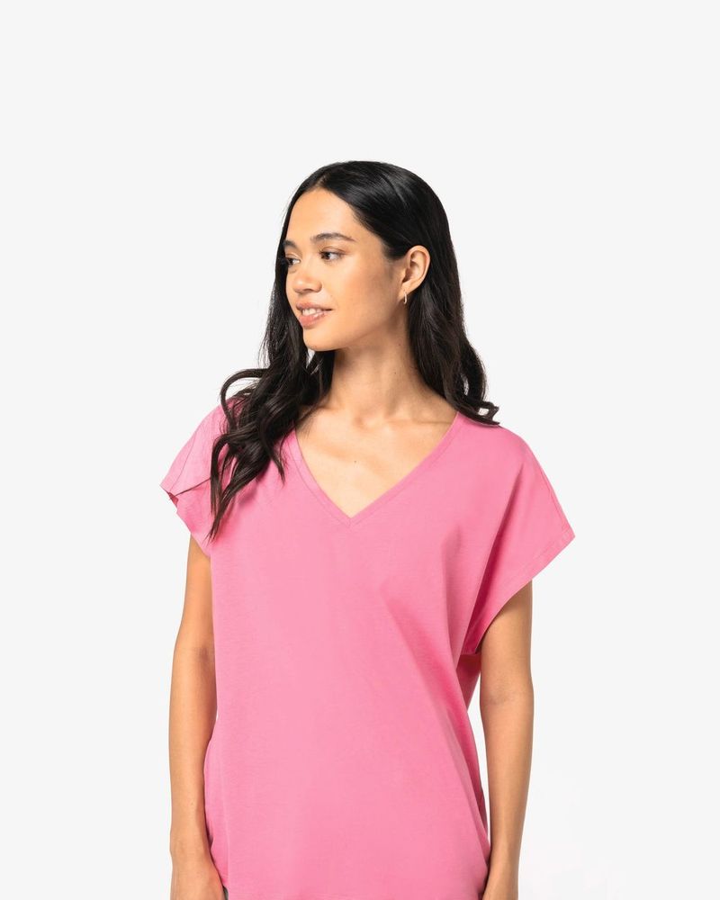Loose Damen-T-Shirt mit V-Ausschnitt - Ivory