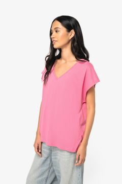 Loose Damen-T-Shirt mit V-Ausschnitt, Foto 3