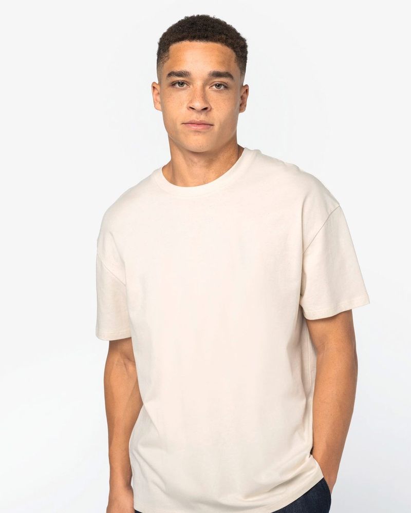 Unisex T-Shirt mit hängenden Schultern - White