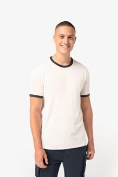 Ringer-T-Shirt mit kontrastierenden Kanten und verwaschenem Effekt für Herren, Foto 1