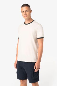 Ringer-T-Shirt mit kontrastierenden Kanten und verwaschenem Effekt für Herren, Foto 3
