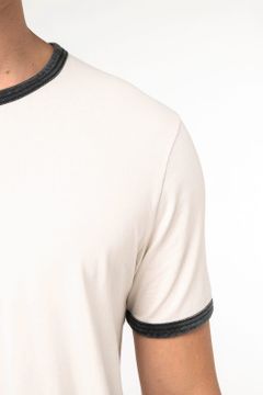 Ringer-T-Shirt mit kontrastierenden Kanten und verwaschenem Effekt für Herren, Foto 6