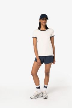 Ringer-T-Shirt mit kontrastierenden Kanten, verwaschener Effekt, Damen, Foto 2