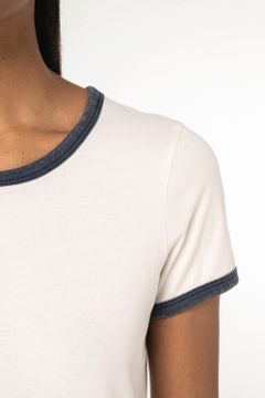 Ringer-T-Shirt mit kontrastierenden Kanten, verwaschener Effekt, Damen, Foto 7