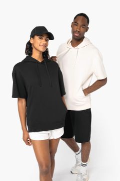 Unisex Kapuzen-Sweatshirt mit überschnittener Schulterpartie aus French Terry, Foto 3