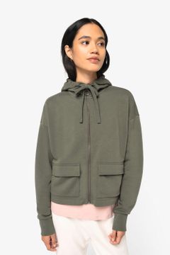 Damen-Kapuzensweatshirt aus French Terry mit Reißverschluss, Foto 1