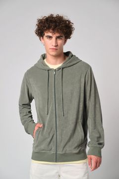 Kapuzensweatshirt aus Frottee mit Reißverschluss für Herren, Foto 1