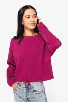 Cropped Oversize Damen Sweatshirt mit Rundhalsausschnitt, Foto 1