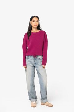 Cropped Oversize Damen Sweatshirt mit Rundhalsausschnitt, Foto 2