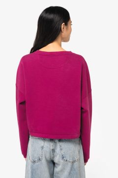 Cropped Oversize Damen Sweatshirt mit Rundhalsausschnitt, Foto 3