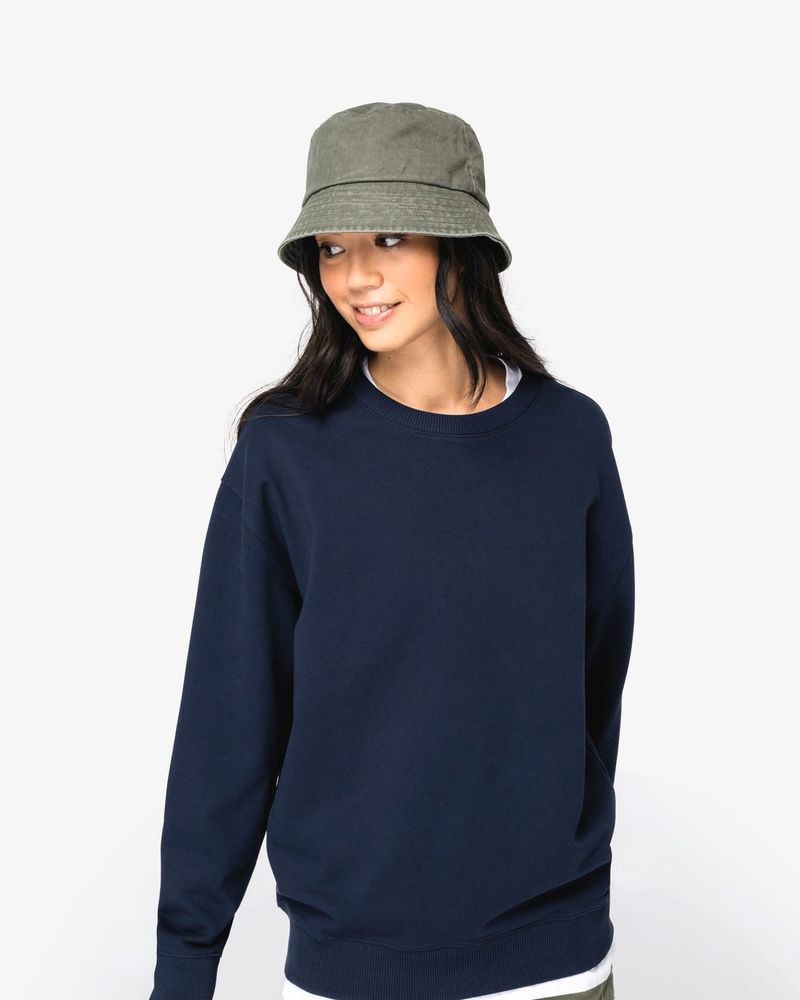 Unisex Sweatshirt mit Rundhalsausschnitt und hängenden Schultern aus French Terry - Ivory