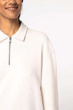 Unisex-Sweatshirt mit Reißverschluss, Polokragen und überschnittenen Schultern, Foto 8