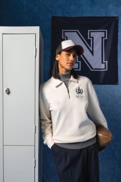 Unisex-Sweatshirt mit Reißverschluss, Polokragen und überschnittenen Schultern, Foto 7