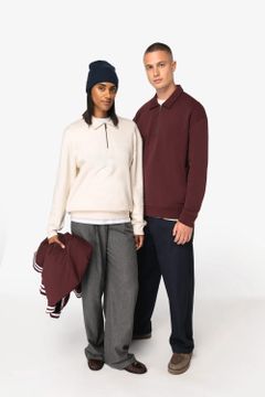 Unisex-Sweatshirt mit Reißverschluss, Polokragen und überschnittenen Schultern, Foto 5