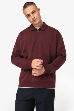 Unisex-Sweatshirt mit Reißverschluss, Polokragen und überschnittenen Schultern, Foto 1