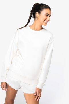 Unisex Sweatshirt mit Rundhalsausschnitt und hängenden Schultern aus gebürstetem Molton, Foto 2