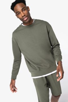 Unisex Sweatshirt mit Rundhalsausschnitt und hängenden Schultern aus gebürstetem Molton, Foto 1