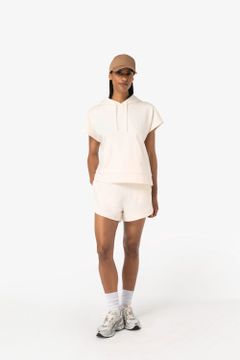Damen-Sweatshirt mit Kapuze, ärmellos und weit aus French Terry, Foto 1