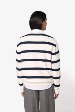 Unisex-Sweatshirt mit gestreiftem Rundhalsausschnitt und überschnittenen Schultern, Foto 8