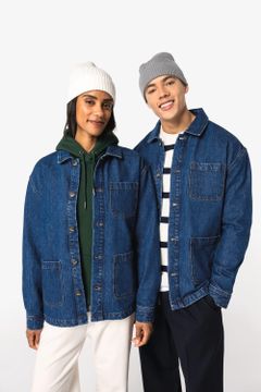 Unisex-Jeansjacke mit überschnittenen Schultern, Foto 3