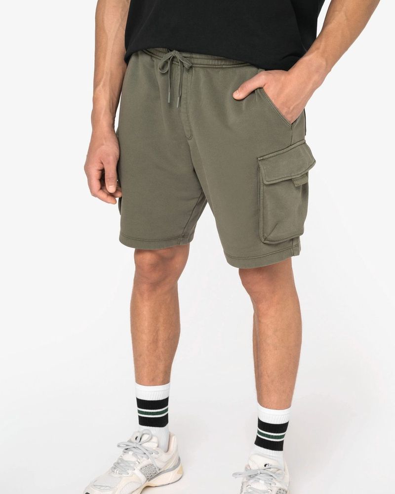 Ausgewaschene French Terry Cargo-Shorts für Herren - Washed Organic Khaki