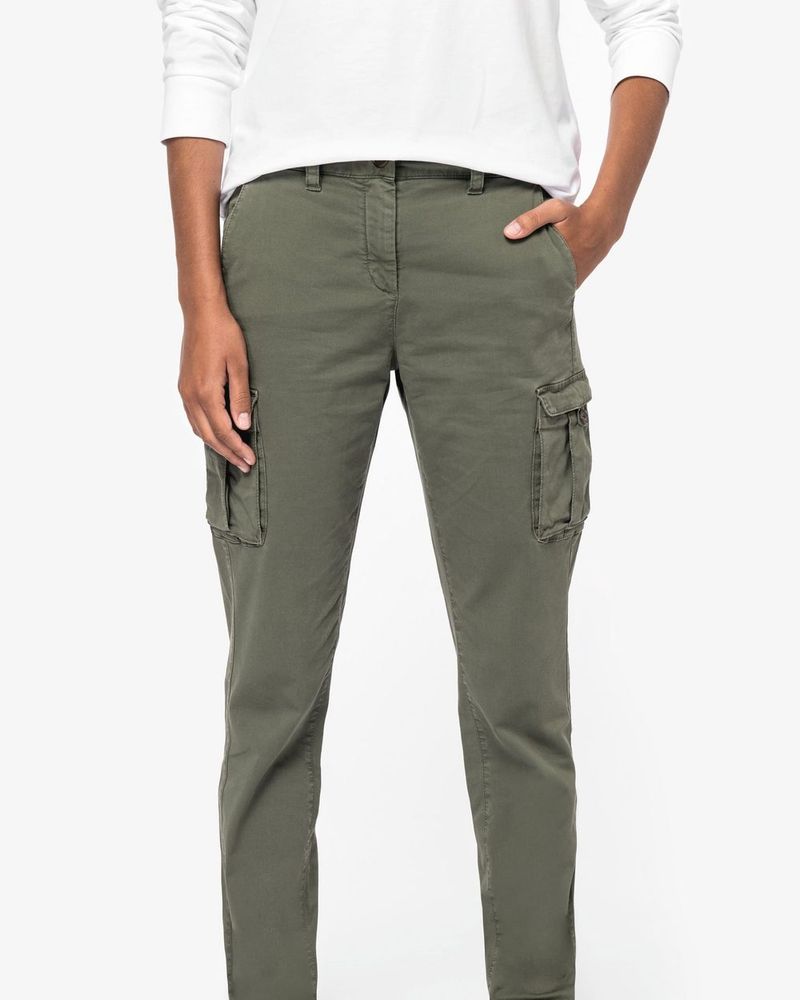 Ausgewaschene Cargohose für Damen - Washed Organic Khaki