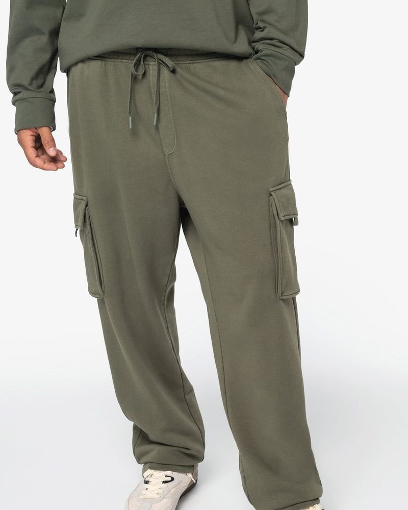Cargohose aus verwaschenem French Terry für Herren - Washed Organic Khaki